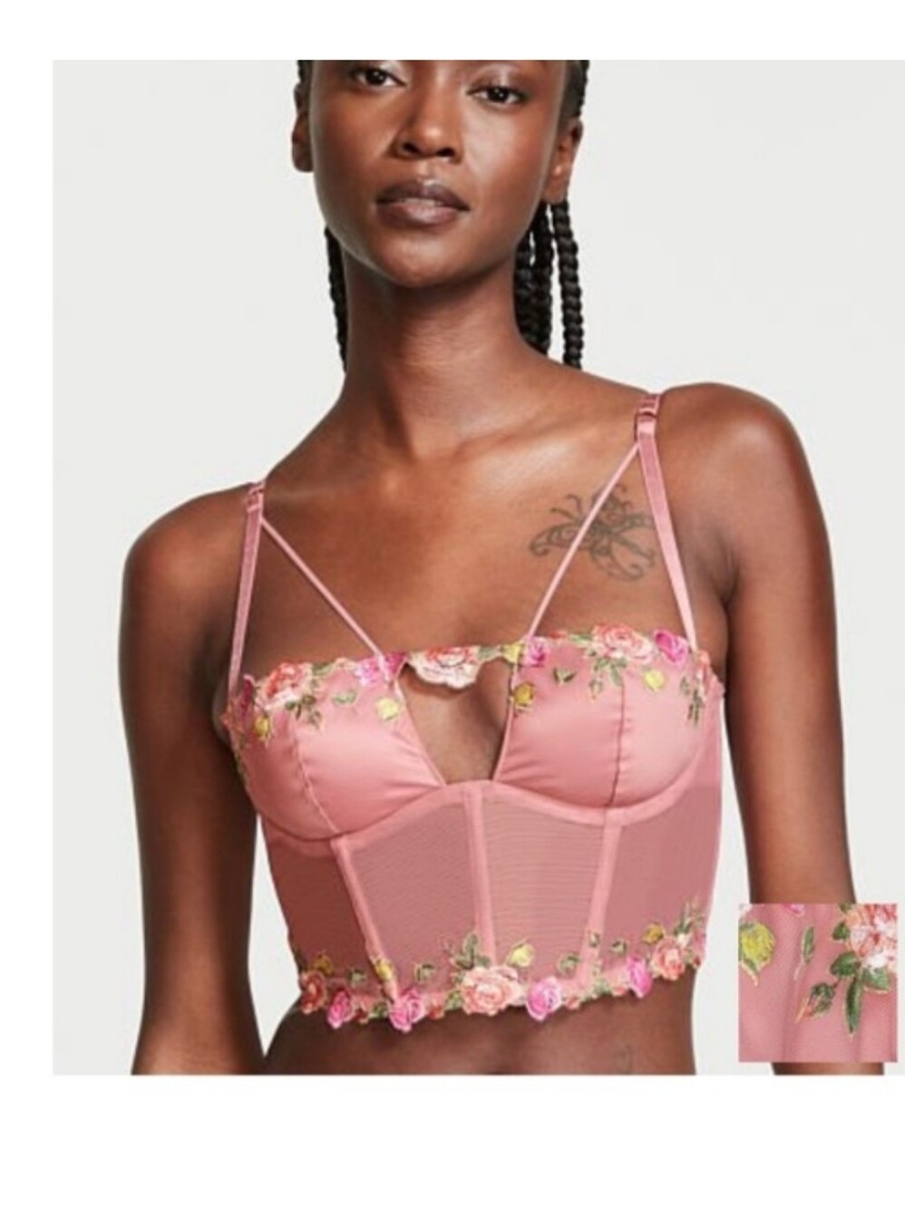 Victoria's Secret Rose Pink Embroidered Longline Bustier